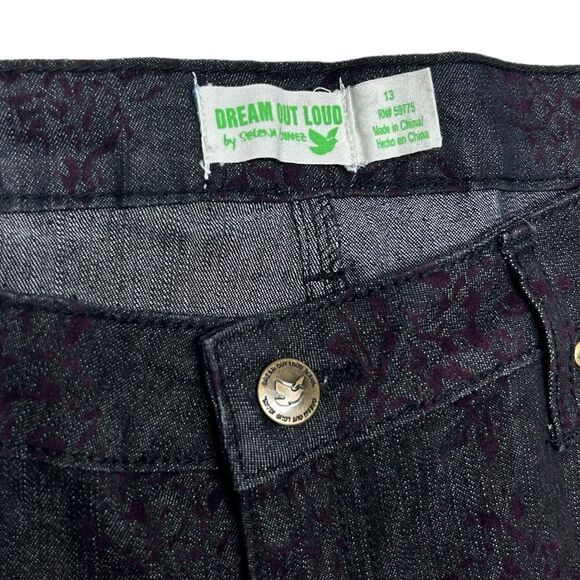 Selena Gomez Dream Out Loud Black Skinny Jeans Purple Felt Accent Pattern Punk - Picture 3 of 10